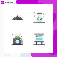 4 Universal Flat Icon Signs Symbols of mountain camera nature magic photography Editable Vector Design Elements