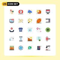 Universal Icon Symbols Group of 25 Modern Flat Colors of graph pie pool chart control Editable Vector Design Elements