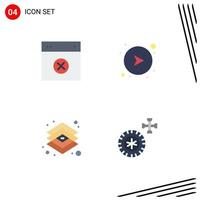 Pack of 4 Modern Flat Icons Signs and Symbols for Web Print Media such as cancel creative remove direction graphic Editable Vector Design Elements