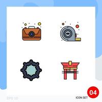 4 User Interface Filledline Flat Color Pack of modern Signs and Symbols of aid gate kit tool china Editable Vector Design Elements