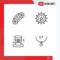 Modern Set of 4 Filledline Flat Colors and symbols such as radio irish earth day sun amulet Editable Vector Design Elements