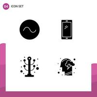 4 User Interface Solid Glyph Pack of modern Signs and Symbols of sine furniture phone android rack Editable Vector Design Elements