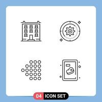 Set of 4 Modern UI Icons Symbols Signs for big target home gear left Editable Vector Design Elements