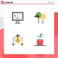 Set of 4 Commercial Flat Icons pack for height solution balloon fathers day glass Editable Vector Design Elements