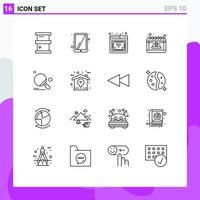 16 User Interface Outline Pack of modern Signs and Symbols of sport cap online may day Editable Vector Design Elements