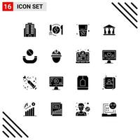 Pictogram Set of 16 Simple Solid Glyphs of day handset water deny mony Editable Vector Design Elements