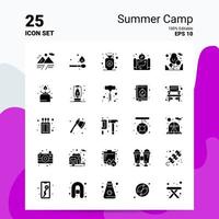 25 Summer Camp Icon Set 100 Editable EPS 10 Files Business Logo Concept Ideas Solid Glyph icon design vector