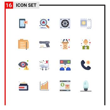 16 User Interface Flat Color Pack of modern Signs and Symbols of file data cooler archive lover Editable Pack of Creative Vector Design Elements