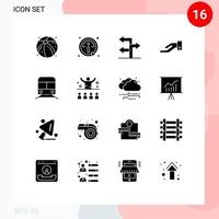 Universal Icon Symbols Group of 16 Modern Solid Glyphs of vehicles transport direction subway share Editable Vector Design Elements