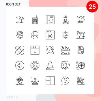 25 Universal Lines Set for Web and Mobile Applications storage cloud album work engineer Editable Vector Design Elements