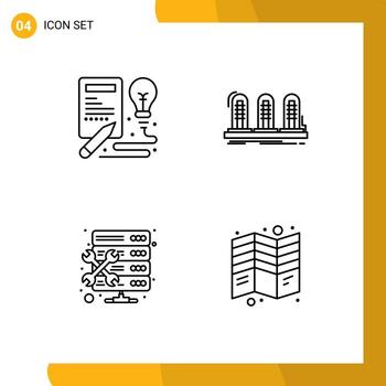 4 Line concept for Websites Mobile and Apps book admin process lamp maintenance Editable Vector Design Elements