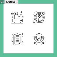 Group of 4 Filledline Flat Colors Signs and Symbols for connection clipboard network question document Editable Vector Design Elements