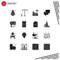 Pack of 16 creative Solid Glyphs of diagram group internet discuss chat Editable Vector Design Elements