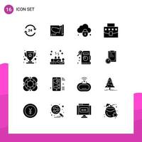 Set of 16 Modern UI Icons Symbols Signs for office bag united user lock Editable Vector Design Elements