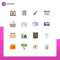 16 Flat Color concept for Websites Mobile and Apps house data visualization interface data analysis tool Editable Pack of Creative Vector Design Elements