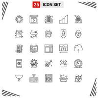 Line Pack of 25 Universal Symbols of office blocks buildings movie architecture destination Editable Vector Design Elements