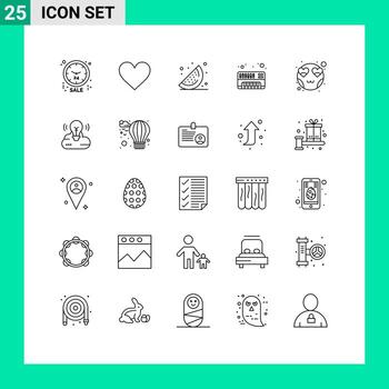 conjunto de 25 líneas vectoriales en la cuadrícula para elementos de diseño vectorial editables analógicos del sintetizador de informe love emot vector