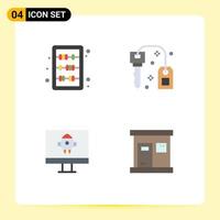 Pack of 4 Modern Flat Icons Signs and Symbols for Web Print Media such as abacus rocket learning lock hot Editable Vector Design Elements