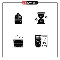 Stock Vector Icon Pack of 4 Line Signs and Symbols for bag relax read loading spa Editable Vector Design Elements