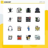 Mobile Interface Flat Color Filled Line Set of 16 Pictograms of technology gadget notice devices office Editable Creative Vector Design Elements