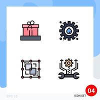 4 Thematic Vector Filledline Flat Colors and Editable Symbols of gift drawing nature industry point Editable Vector Design Elements