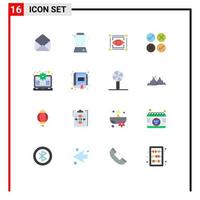 Pictogram Set of 16 Simple Flat Colors of setting gear view tick cross Editable Pack of Creative Vector Design Elements