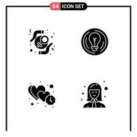 Modern Set of 4 Solid Glyphs and symbols such as feminist idea rights business heart Editable Vector Design Elements