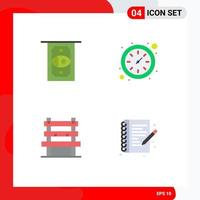 4 Universal Flat Icons Set for Web and Mobile Applications atm waiting clock chair hobby Editable Vector Design Elements