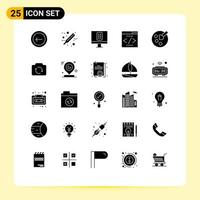 25 Thematic Vector Solid Glyphs and Editable Symbols of paint drawing control seo interface Editable Vector Design Elements