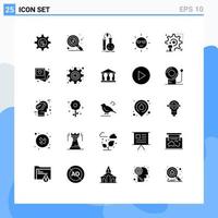 25 Thematic Vector Solid Glyphs and Editable Symbols of user power flask nature energy Editable Vector Design Elements