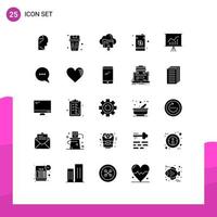 Modern Set of 25 Solid Glyphs and symbols such as drum data trash business cloud Editable Vector Design Elements