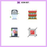 Group of 4 Flat Icons Signs and Symbols for bathroom gps toilet motel navigation Editable Vector Design Elements