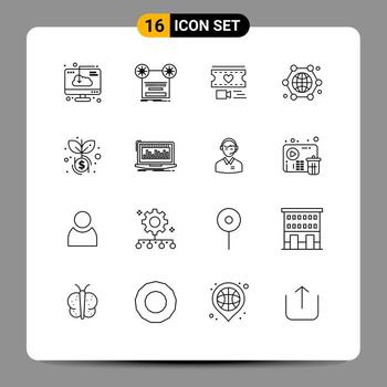 16 concepto de esquema para sitios web móviles y aplicaciones conexión a Internet cinta comunicación amor elementos de diseño vectorial editables vector