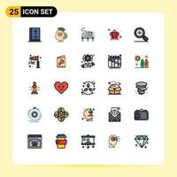 25 Thematic Vector Filled line Flat Colors and Editable Symbols of plus day technology king corona Editable Vector Design Elements