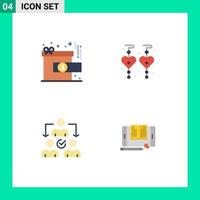 Pictogram Set of 4 Simple Flat Icons of achievement delegating reward love application Editable Vector Design Elements