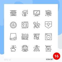 Stock Vector Icon Pack of 16 Line Signs and Symbols for business location location lighting city imac Editable Vector Design Elements
