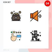 4 Filledline Flat Color concept for Websites Mobile and Apps insurance feedback save speaker exercise Editable Vector Design Elements