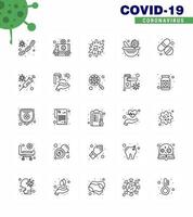 Covid19 Protection CoronaVirus Pendamic 25 line icon set such as virus vaccine pharmacy transportation medicine epidemic viral coronavirus 2019nov disease Vector Design Elements