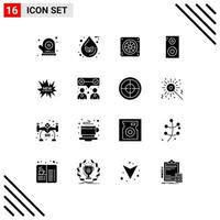 Pack of 16 creative Solid Glyphs of tag ecommerce computer school study Editable Vector Design Elements