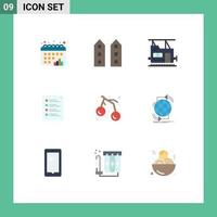 Modern Set of 9 Flat Colors Pictograph of task list store file checklist Editable Vector Design Elements