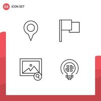 4 User Interface Line Pack of modern Signs and Symbols of geo location search pin ui insight Editable Vector Design Elements