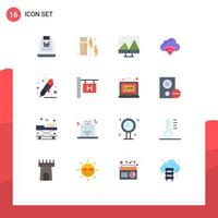 Mobile Interface Flat Color Set of 16 Pictograms of education back to school analytics signal connection Editable Pack of Creative Vector Design Elements