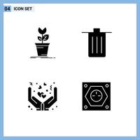 4 User Interface Solid Glyph Pack of modern Signs and Symbols of adventure trash obstacle been cover Editable Vector Design Elements