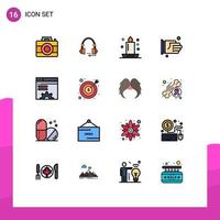 Set of 16 Modern UI Icons Symbols Signs for handshake night headset light candlelight Editable Creative Vector Design Elements