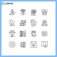 16 Thematic Vector Outlines and Editable Symbols of dessert pencil science solution bulb Editable Vector Design Elements