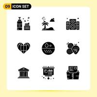 9 Universal Solid Glyphs Set for Web and Mobile Applications dermatologist favorite music like heart Editable Vector Design Elements