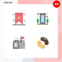 4 User Interface Flat Icon Pack of modern Signs and Symbols of bookmark mail heart romance candy Editable Vector Design Elements