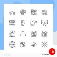 paquete de iconos de vector de stock de 16 signos y símbolos de línea para elementos de diseño de vector editables de ayuda para lesiones de edificio de banner de garland