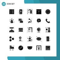 Mobile Interface Solid Glyph Set of 25 Pictograms of devices page competition layout grid Editable Vector Design Elements