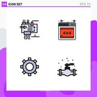 Modern Set of 4 Filledline Flat Colors Pictograph of assemble gear engineering error mechanical Editable Vector Design Elements